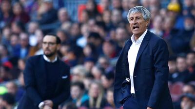 Barcelona's manager Quique Setien during the match at Camp Nou. EPA