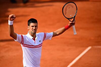 Novak Djokovic celebrates his win over Pablo Cuevas. AFP