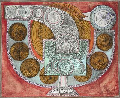 Charles Hossein Zenderoudi (Iranian, B.1937), Sari Fe Azar, 1965. Christie's