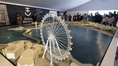 A model of the Dubai Harbour at the Dubai International Boat Show. Pawan Singh / The National