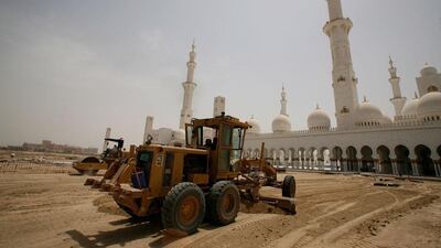 While the The Grand Mosque itself was complete, back in 2008 the landscaping works still continued ....