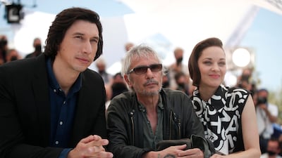Adam Driver, director Leos Carax and Marion Cotillard at the photo call for the film 'Annette' at the 74th Cannes Film Festival. EPA