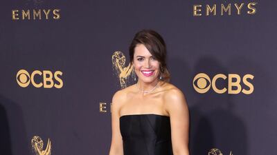Mandy Moore wears Carolina Herrera to the 2017 Primetime Emmy Awards. EPA