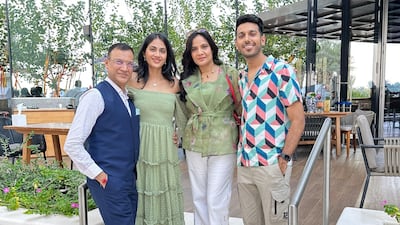 Asha Jain, second right, her husband and children were among more than 400 guests from the UAE who cancelled travel plans to Kashmir after a wedding was postponed. Photo: Jain family