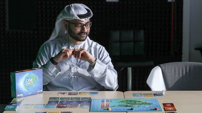 One Earth board game created by Mohamed Al Qadi about global warming. Khushnum Bhandari / The National