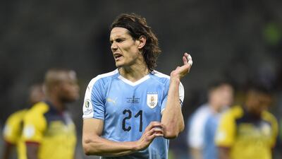 Edinson Cavani of Uruguay reacts during the Copa America Brazil 2019 Group C match between Uruguay and Ecuador at Mineirao Stadium on June 16, 2019 in Belo Horizonte, Brazil. Getty Images