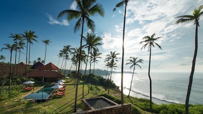 A view over the Bay of Weligama from one of the resort’s residences at Cape Weligama in Sri Lanka. Photo courtesy Sebastian Posingis