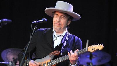 US legend Bob Dylan performs on stage during the 21st edition of the Vieilles Charrues music festival on July 22, 2012 in Carhaix-Plouguer, western France. AFP PHOTO / FRED TANNEAU