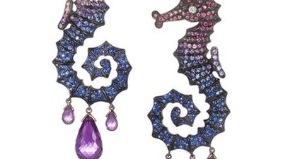 18-karat blackened white gold multi-stone earrings, Dh101.850, Lydia Courteille on Net-a-Porter