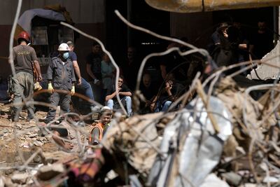 The aftermath of Israel's strike on Beirut on Friday. AP
