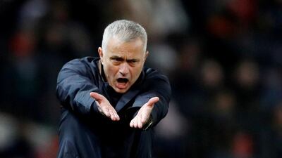 Manchester United manager Jose Mourinho reacts. Reuters