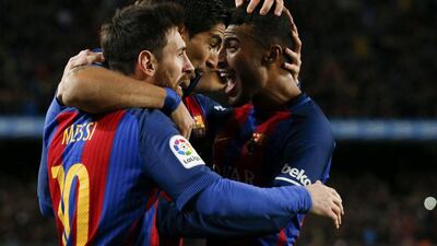 Lionel Messi, left, scored a late free-kick winner as Barcelona defeated Athletic Bilbao in the Copa del Rey last-16 on Wednesday night. Albert Gea / Reuters