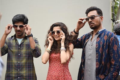 Dulqer Salman, Mithila Palkar and Irrfan Khan in Karwaan