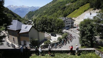 The peloton are on the way during Stage 8 of the 103rd Tour de France cycling race over 184km between Pau and Bagneres-de-Luchon, France, 09 July 2016. Yoan Valat / EPA