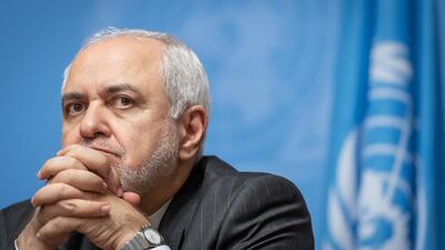 Iranian Foreign Minister Mohammad Javad Zarif attends a meeting of the Syria constitution-writing committee on October 29 at the United Nations Offices in Geneva. Fabrice Coffrini / AFP