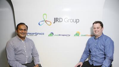 Siddarth Singh, left, and Alex Nicholas, co-founders of JRD Group, intend to use the sale proceeds to grow the business across the Middle East. Sarah Dea / The National
