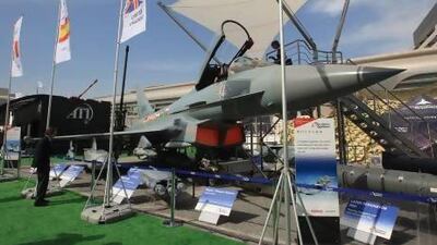 A Eurofighter Typhoon on display on the opening day of this year’s International Defence Exhibition and Conference in Abu Dhabi. Ravindranath K / The National