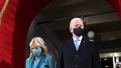 For US President Joe Biden's inauguration, Jill Biden wore a custom dress and overcoat by Markarian on January 20, 2021. EPA