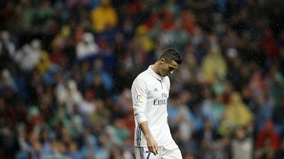 Real Madrid's Cristiano Ronaldo reacts during the Primera Liga match against Athletic Bilbao at the Bernabeu in Madrid, Spain, Sunday, October 23, 2016. Daniel Ochoa de Olza / AP Photo