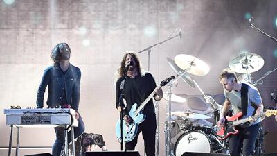 The Foo Fighters is one of the many bands whose songs appear on The National's AUH to DXB playlist on Apple Music. Photo by Gareth Cattermole/Getty Images)