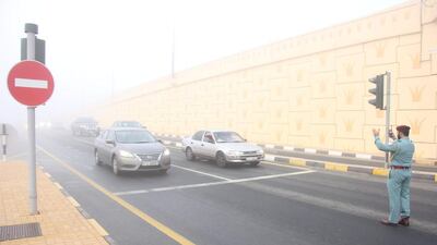 Lt Gen Ali Al Nuaimi, chief of RAK traffic police, ordered more than 30 patrols to be sent across the emirate ahead of the forecast fog. Courtesy RAK Police