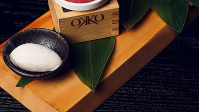 Dessert includes sorbets and a chocolate mousse