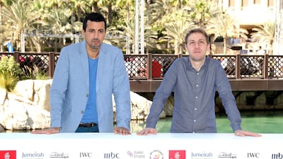 Actor Samir Guesmi and director Rachid Hami attend the 'Orchestra Class' photocall on day two of the 14th annual Dubai International Film Festival. Vittorio Zunino Celotto / Getty Images for Diff