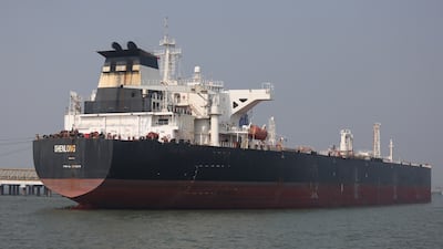 The Liberia-flagged tanker Shenlong, carrying oil from Saudi Arabia to India through the Strait of Hormuz, arrives at Mumbai on March 12 after being given passage by Iran. EPA