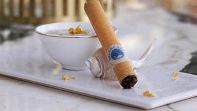 Beluga's 24-karat Golden Cigar with Almas Caviar. Supplied