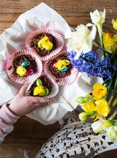 Build chocolate Easter nests. Photo: Emily Price