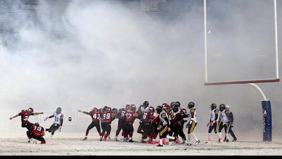Calgary Stampeders Rene Paredes kicks a field goal against the Hamilton Tiger-Cats during the second half of their CFL football game in Calgary. Todd Korol / Reuters