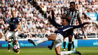 Tottenham's Dele Alli scores against Newcastle United. Lee Smith / Reuters