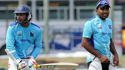 Mahela Jayawardene, right, will be without injured Kumar Sangakkara in his last stint as captain of the Sri Lanka side.