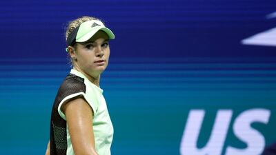 Catherine McNally, 17, of the USA reacts during her match against Serena Williams. EPA