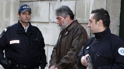 Georges Ibrahim Abdallah leaving court in Pau, France, during a previous hearing in 2010. AFP