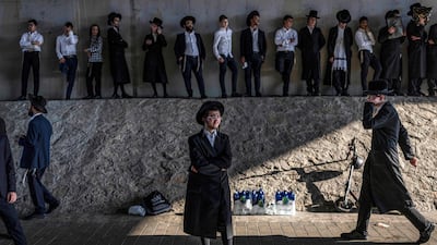Ultra-Orthodox Jews block a road near Tel Aviv as they protest against their community's conscription into the Israeli military. AFP