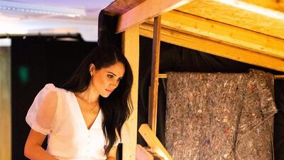 Meghan Markle wore a Dh140 Topshop blouse during a royal engagement in the UK. Instagram / SussexRoyal