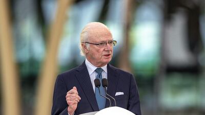 Sweden’s king Carl XVI Gustaf visits Expo 2020 Dubai.
