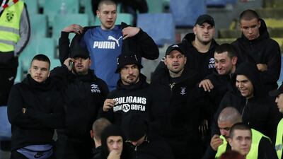 Bulgaria fans during the match against England on Monday night. Reuters