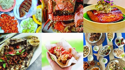 Clockwise from top left: Bu Qtair; Off the Hook; Catch; Ibn Albahr; The Maine, Oyster Bar & Grill; Fishmarket