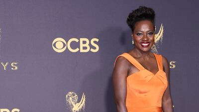 Viola Davis wears Zac Posen to the 2017 Primetime Emmy Awards. EPA