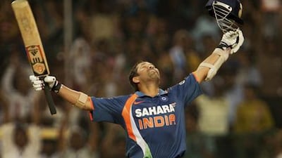 Sachin Tendulkar celebrates his brilliant double ton against South Africa.