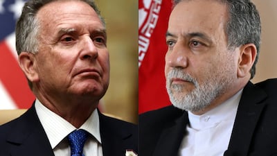 US Middle East envoy Steve Witkoff, left, and Iranian Foreign Minister Abbas Araghchi have been involved in a series of talks that have led to Thursday February 26's scheduled meeting in Geneva with Omani mediators. AFP