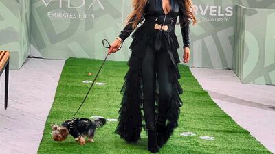 Farah Zafar and Rocky on the runway. Courtesy Boujie Paws Co