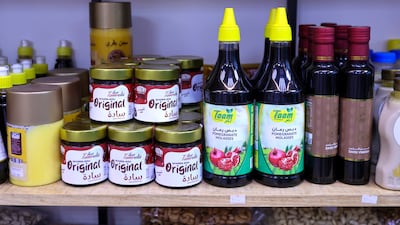 Pomegranate molasses for sale at the market