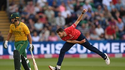 England bowler Richard Gleeson finished with figures of 1-38 off three overs, with teammate Adil Rashid ending with 0-38 off his three. Getty