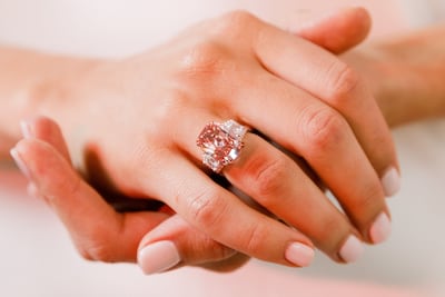 The Williamson Pink Star diamond sold for more than double its estimated value at the Sotheby's auction in Hong Kong. Photo: Sotheby's / AFP