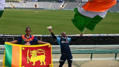 India and Sri Lankan supporters at the Punjab Cricket Association Stadium in Mohali. AFP