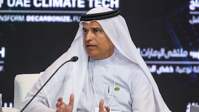 Abdulnasser bin Kalban, chief executive of Emirates Global Aluminum, addresses delegates at the forum