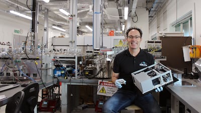 Simeon Barber developed the Peregrine Ion Trap Mass Spectrometer (PITMS), which will be o nboard the Peregrine Mission One (PM1). Open University / PA